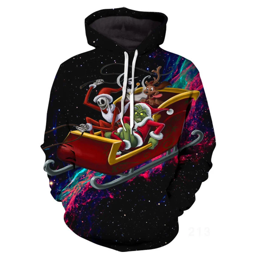 

2022 New 3D printed Christmas Hoodie European and American spring and autumn fashion hoodie with long sleeves for men