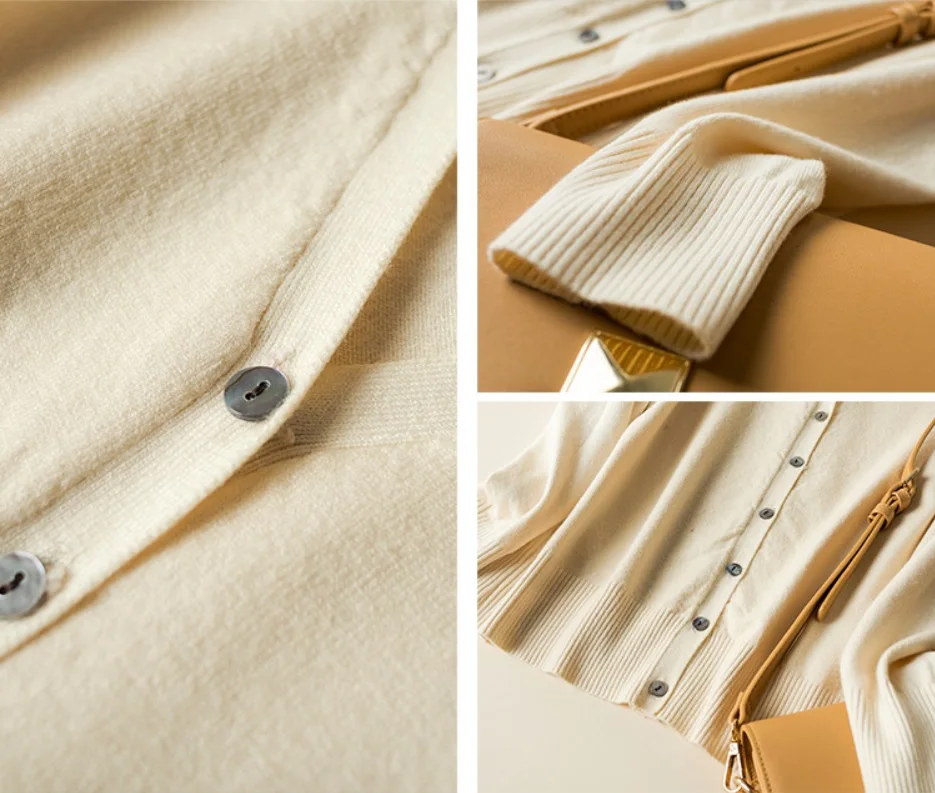 Осень 2019 вязаный кардиган женские кашемировые свитера с v-образным вырезом