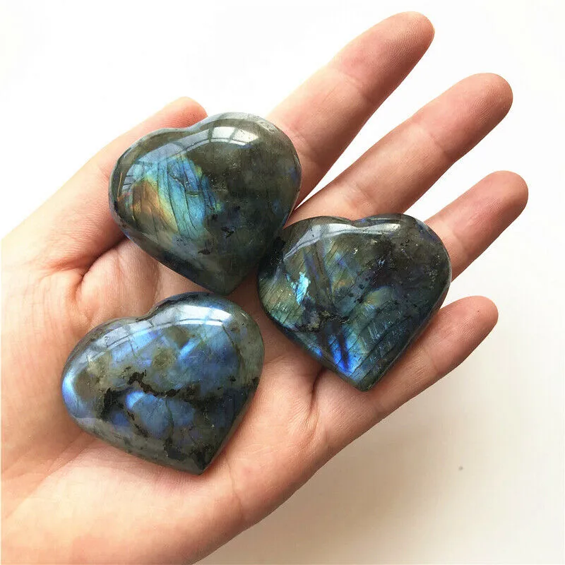

Healing stones and crystals Natural quartz crystal labradorite carving heart shaped gemstone for meditation