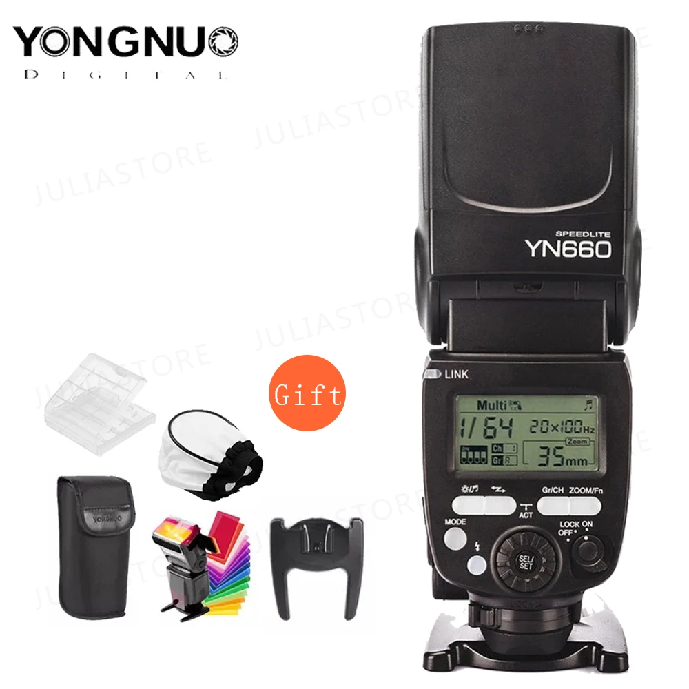 Беспроводная вспышка YONGNUO YN660 Speedlite GN66 2 4G радиоприемник Master Slave для Canon Nikon Pentax Olympus
