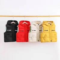 childrens winter jacket thickened plus velvet cotton vest boys and girls outerwear hooded zipper jackets solid color clothing