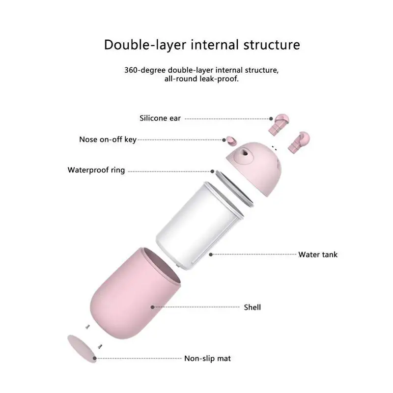 Портативный милый медведь Форма увлажнитель воздуха с USB вентилятор светильник 3