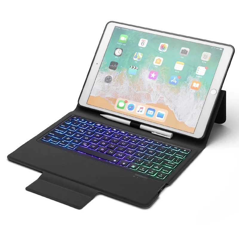7 цветов задняя подсветка Беспроводная Bluetooth клавиатура чехол для ipad 10,2 Авто Режим сна/Пробуждение защитный чехол для ipad 10,2