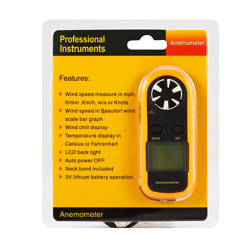 Портативный мини цифровой анемометр термометр измеритель скорости ветра