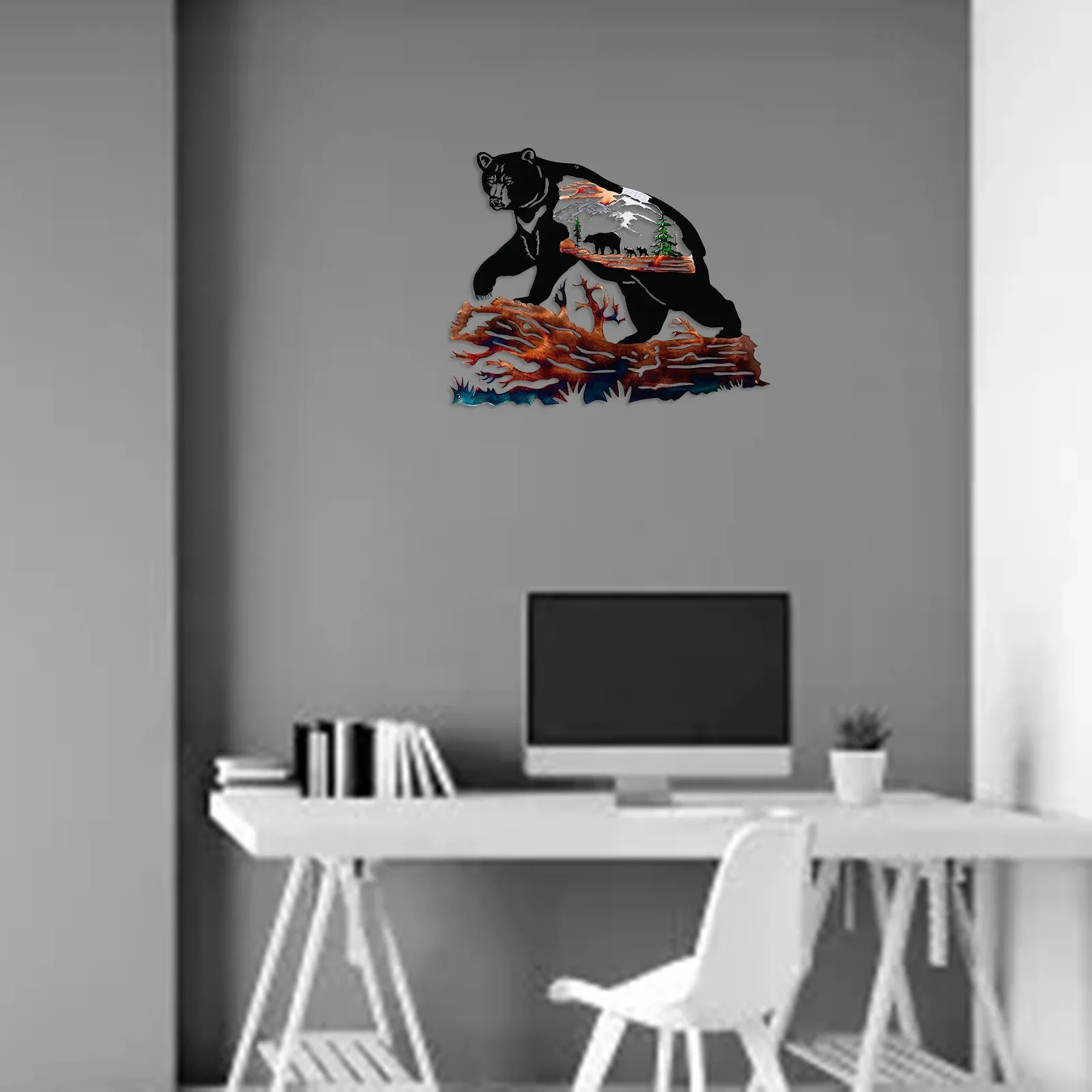 Красивые тапочки в виде медвежонка Цвет Коричневый сцена для искусства стены