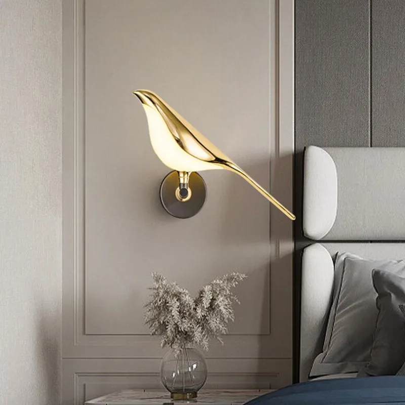 

Postmodern Bird led wall lamp Nordic plating gold acrylic bedroom bedside wall sconce hallway aisle staircase wall light fixture