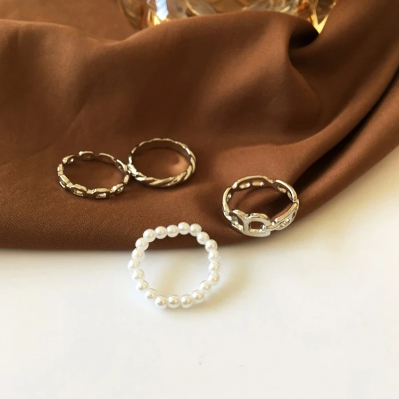 

Hip Hop Rock Metal Geometry Circular Punk Rings Set Opening Index Finger Accessories Buckle Joint Tail Ring for Women Jewelry