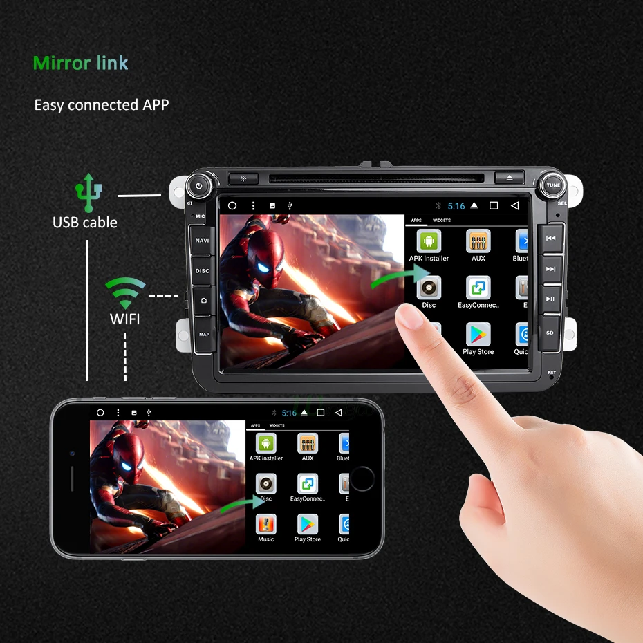 2 Din автомагнитола Android 9,1 2+ 16G dvd-плеер 8 дюймов для VW passat b6 golf 4 5 6 polo tiguan Seat Altea Toledo BORA радио 45
