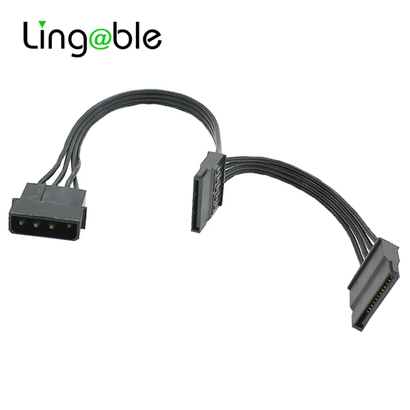 Lingable Molex 4pin IDE 1 to 2 SATA 15Pin Hard Drive Power Supply Splitter Cable Cord for DIY PC Sever 18AWG 4-pin 15-pin - купить по