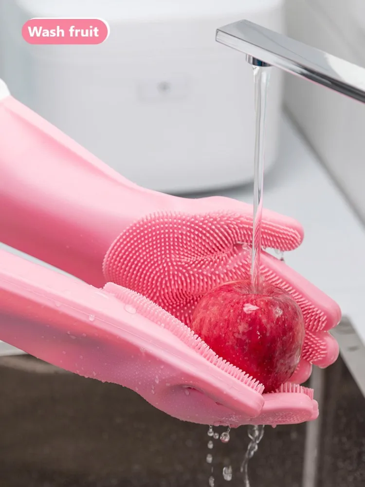 

Magic silicone dishwashing gloves, kitchen multi-functional brush, household water-proof dish washing artifact