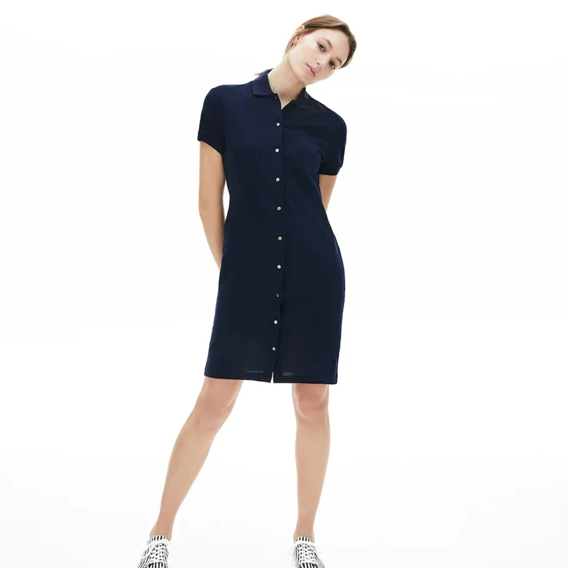 

Высококачественное женское Короткое платье-поло с крокодиловым узором, летние платья, женские платья с коротким рукавом выше колена, элега...