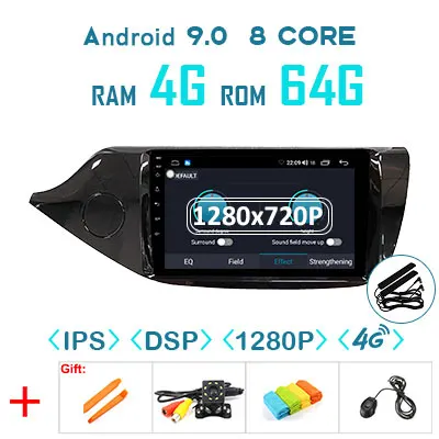 9.0 4G 64 DSP 1280P 4G 64G Android 9,0 1280P Carplay автомобильное радио для Kia Ceed JD 2013- gps навигация DSP ips экран Аудио стереосистемы без DVD плеера - Цвет: 9.0 4G 64 DSP 1280P