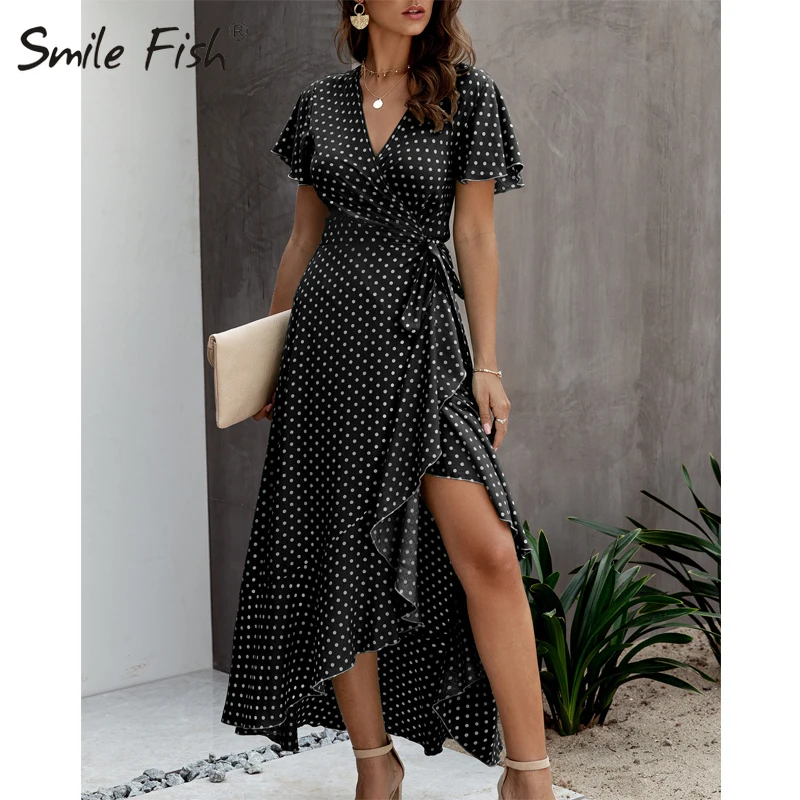 Пляжный отдых с запахом глубоким v образным вырезом и BohoPrinted Платье бантом