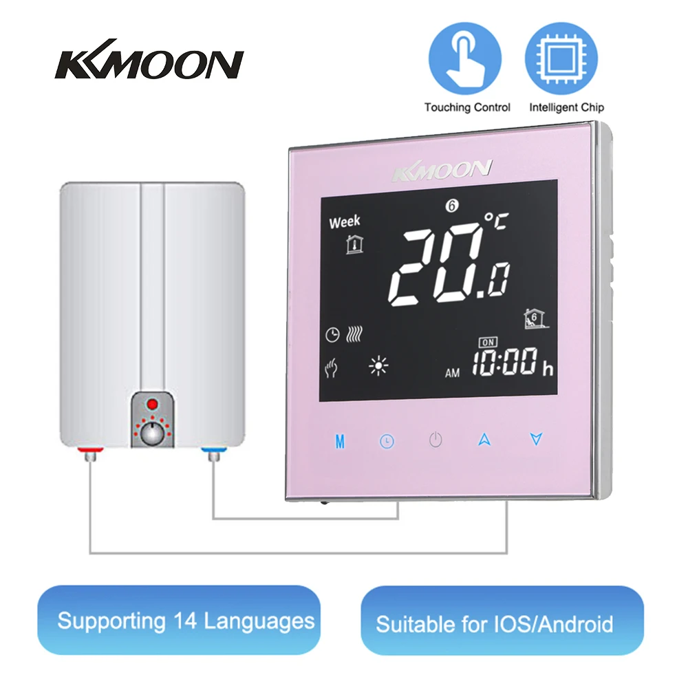 KKmoon термостаты цифровой водно-газовый котел термостат для отопления WiFi Голосовое управление с сенсорным экраном домашний комнатный регулятор температуры