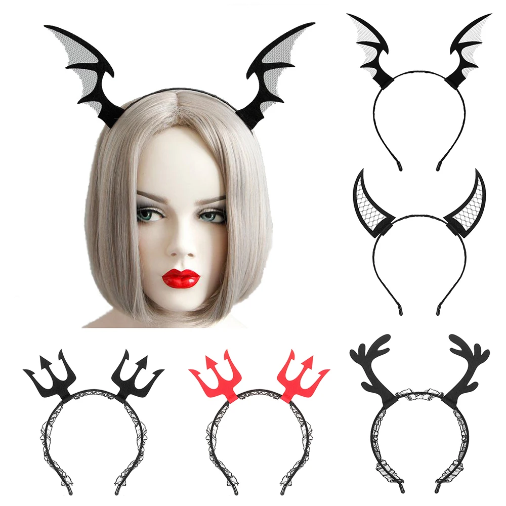 Хэллоуин Косплэй в готическом стиле повязка на голову Devil Рога и сердечком
