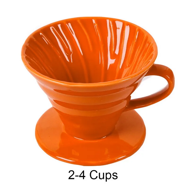 

Ceramic Coffee Dripper Engine V60 Style Coffee Drip Filter Cup Permanent Pour Over Coffee Maker Separate Stand for 1-4 Cups
