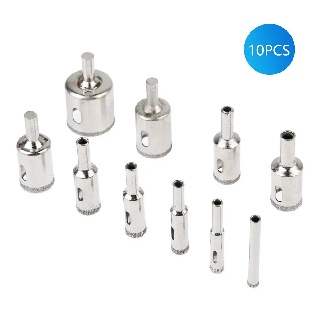 

10pcs Diamond Coated Drill Bit Set Tile Marble Glass Ceramic Hole Saw Drilling Bits For Power Tools 6mm-30mm