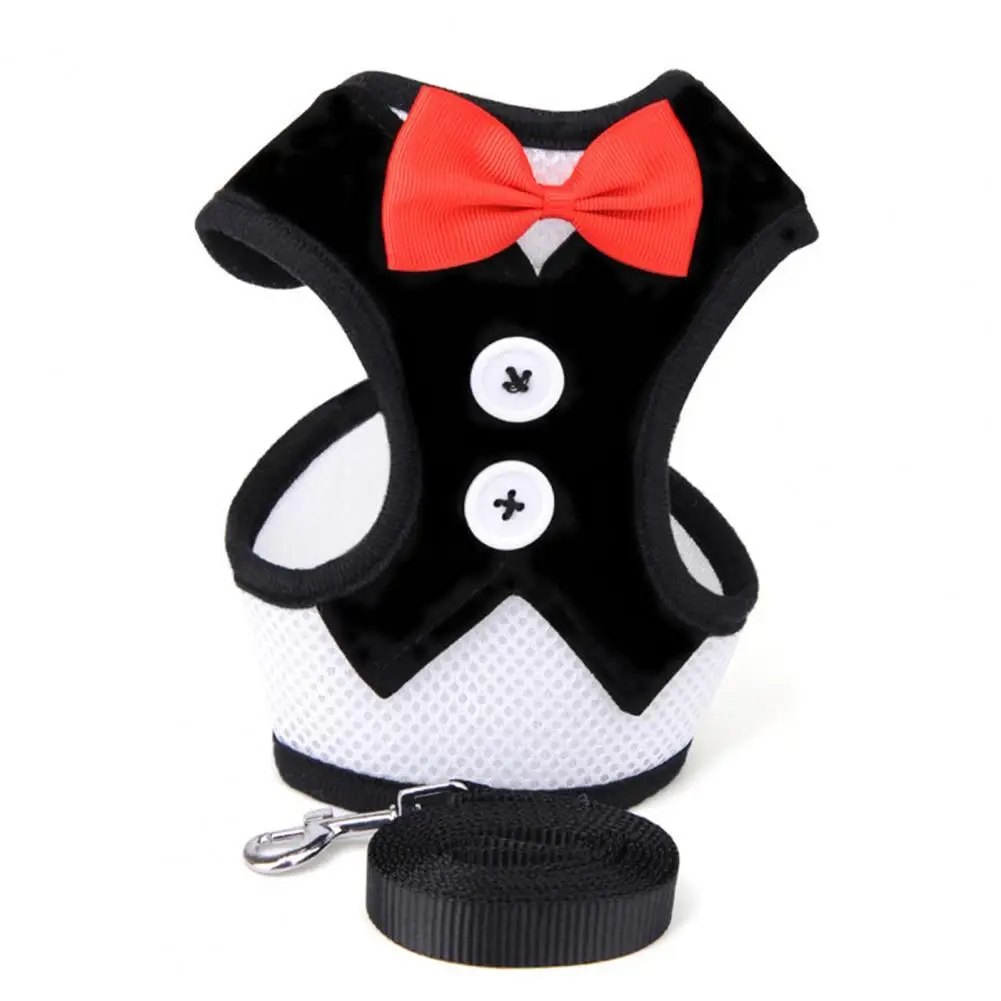 

HOT SALES!!! Harness Elastic Leash Breathable Gentleman Style Mesh Fabric Wear-resistant Pet Vest Strap for pets Dog Accessories