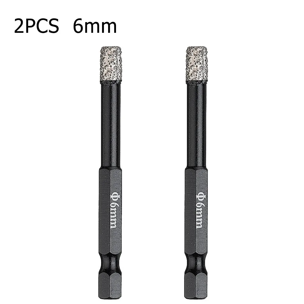 

2pcs 6mm Vaccum Brazed Diamond Dry Drill Bits Hole Saw For Marble Ceramic Tile For Granite Masonry Concrete Glass Cutter Tool