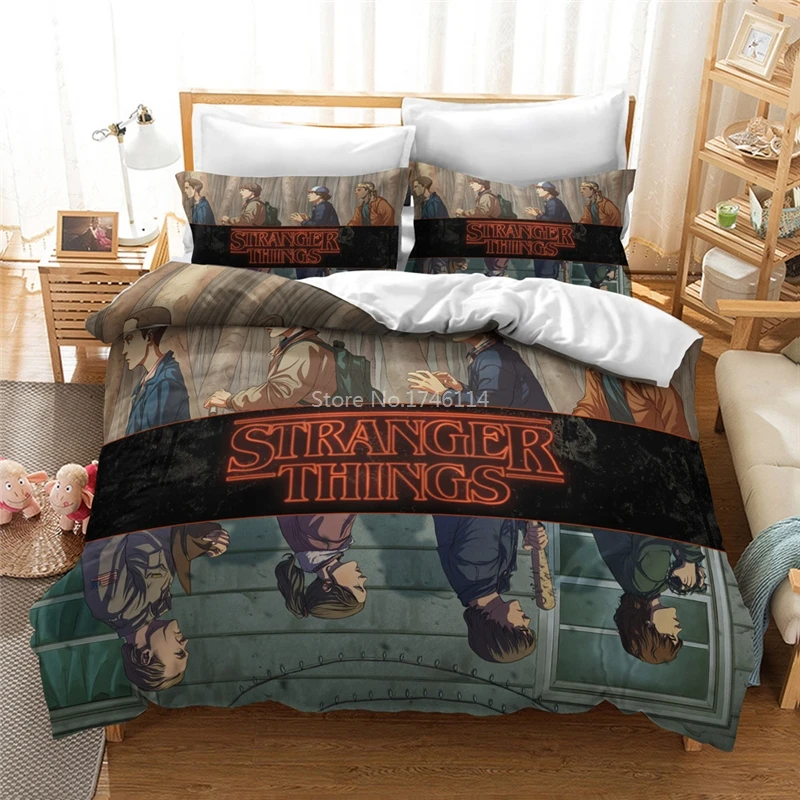 

Luxury King Size Bedding Set Horror Movie Stranger Things Printed 3D Duvet Cover Pillowcases Set Twin Full Queen Super King Size