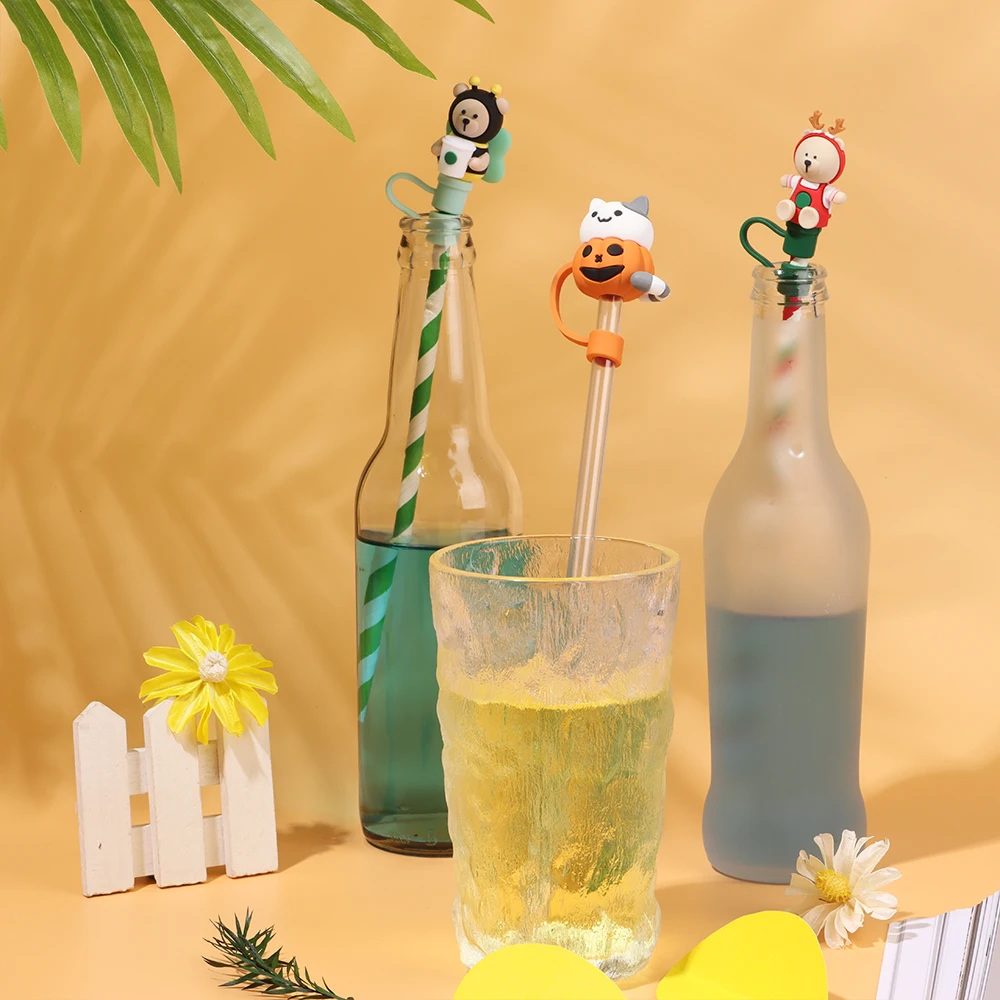 1PC Creative Reusable Silicone Straw Plug Splash Proof Drinking Dust Cap Dust-proof Tips Cover Cup Accessory Kitchen Tool | Дом и сад