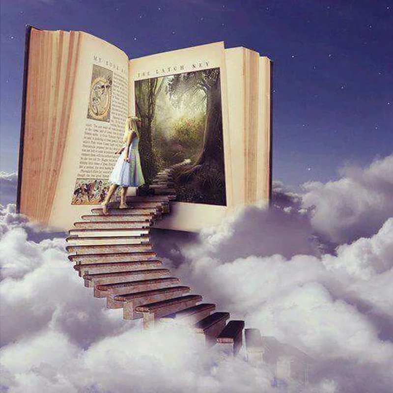 

Phantasy Clouds Diamond Painting Book Ladder 3D Diamond Embroidery Girl Handmade Needlework Rhinestone Home Decor Gift G38