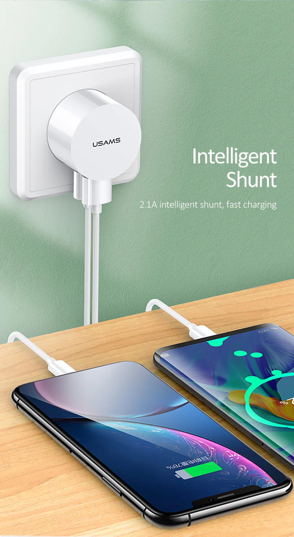 USAMS 5 в 2.1A двойное USB зарядное устройство для iPhone iPad US/EU/UK быстрое зарядное устройство для samsung Xiaomi Mini круглое дорожное зарядное устройство для телефона