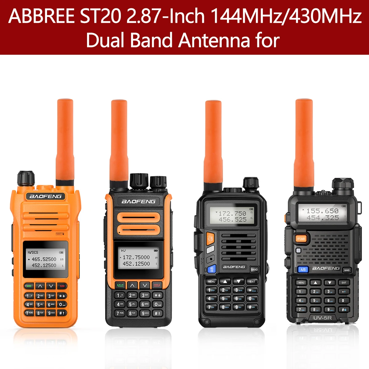 2/5/10pcs ST20 Short Antenna Dual Band SMA-Female 144MHz/430MHz for SF20 Yaesu BAOFENG UV-5R BF-888S Wonxun KG-689 Walkie Talkie - купить по