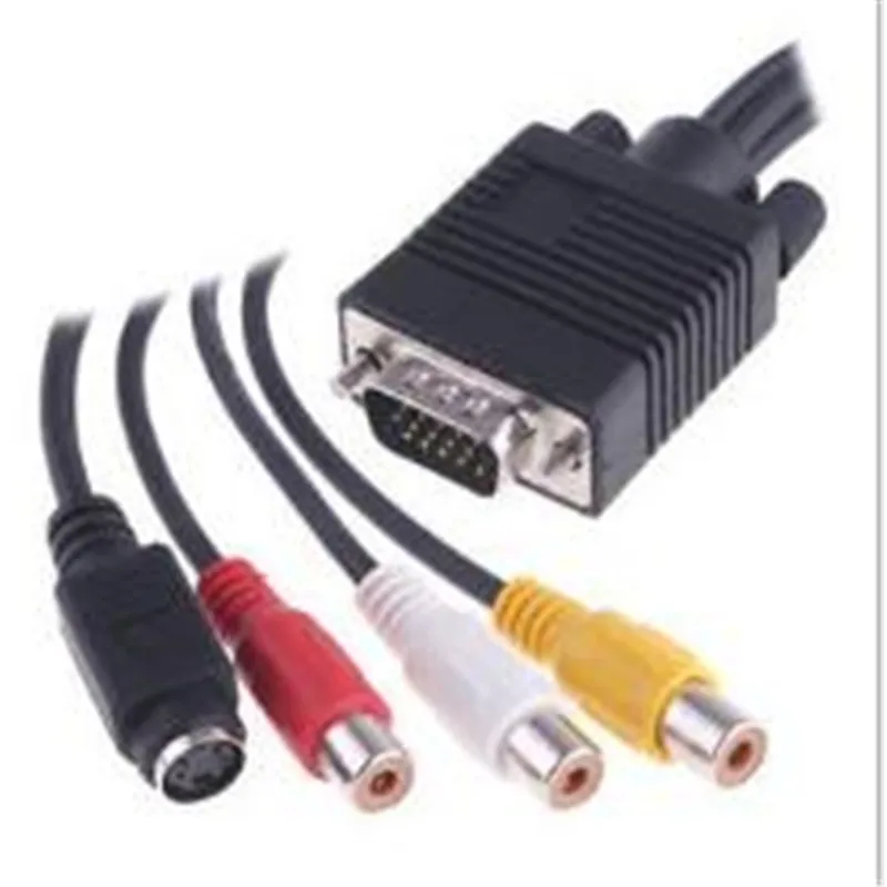 

500pcs/ VGA to S-Video 3 RCA AV Adapter Converter Cable PC TV supports VGA to S-Video, composite video terminal header card