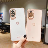 Square Plating Love Heart Silicone Phone Case For Xiaomi Redmi Note Pro Max 10s RedmiNote10 Note10 Note10Pro Redmi10 Cover