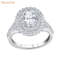 newshe halo oval shape wedding engagement ring for women solid 925 sterling silver minimalist jewelry brilliant aaaaa cz