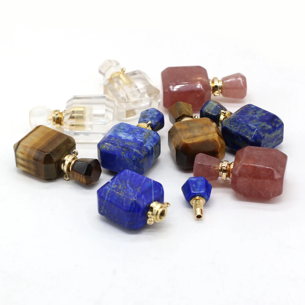 

Trendy Perfume Bottle Pendants Faceted Lapis lazuli Vial for Jewelry Making Diy Women Necklace Crafts Accessories