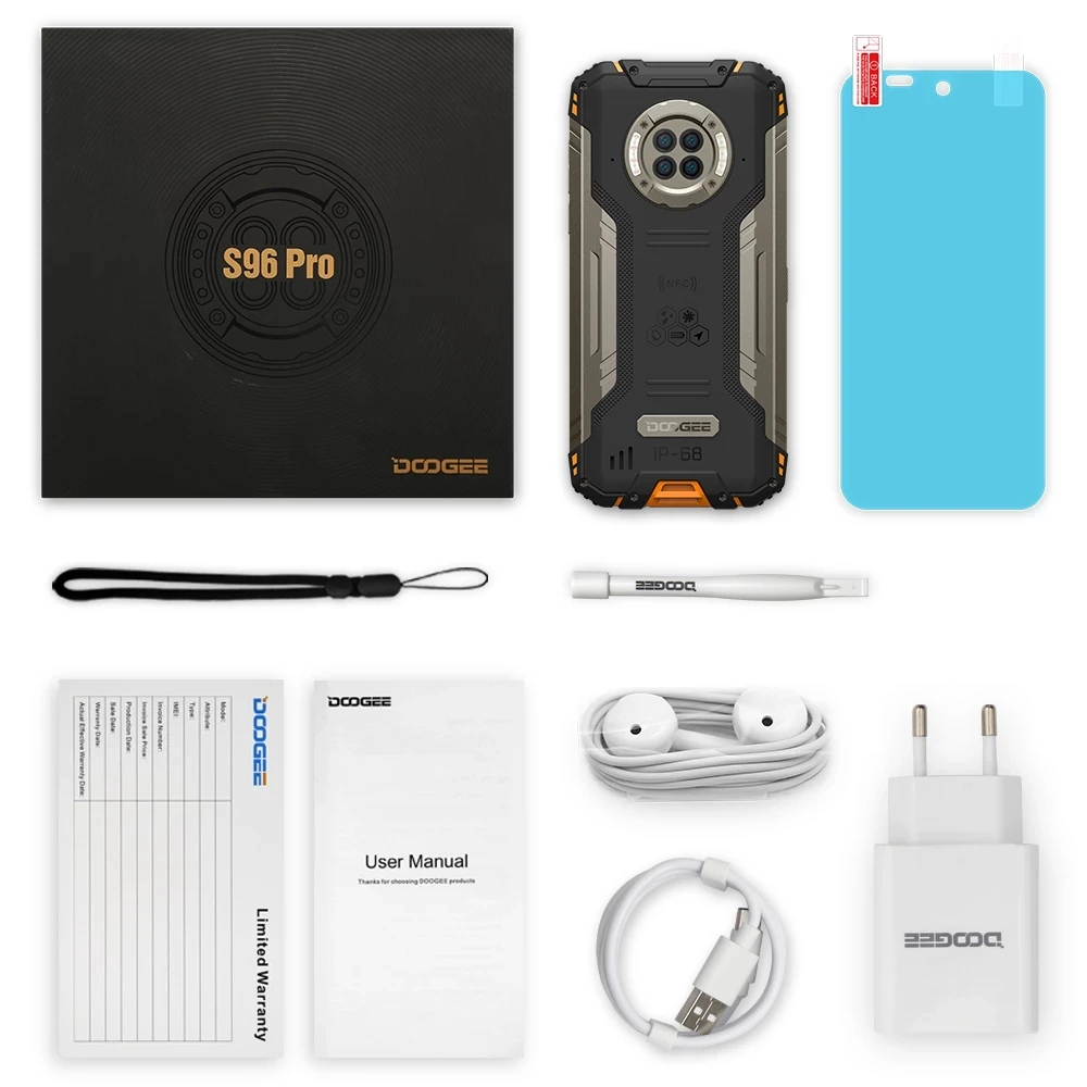 

DOOGEE S96 Pro Waterproof Rugged Phone 48MP Round Quad Camera 20MP Infrared Night Vision Helio G90 Octa Core 8GB+128GB 6350mAh