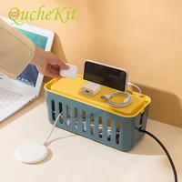 Lemonyellow Cable Storage Box Hollow Out Power Strip Wire Case Home Desktop Organizer Cable Container Charger Socket Management