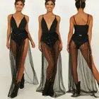 Платье женское прозрачное на тонких бретельках с V-образным вырезом