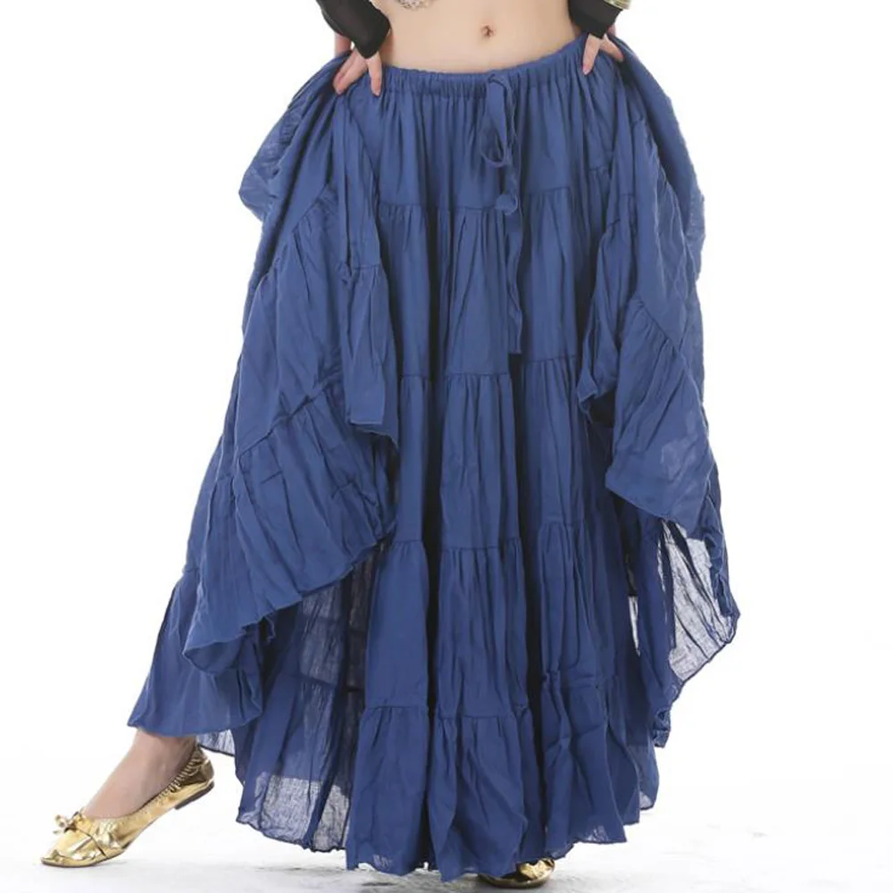 Gothic Steampunk Skirt Women 2021 Elastic Waist Cotton Linen Maxi Skirts Victorian Party Belly Dance Black Blue Green | Женская одежда