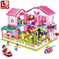 large garden villa castle yacht building blocks sets friends princess figures apartment house bricks girls toys christmas gifts