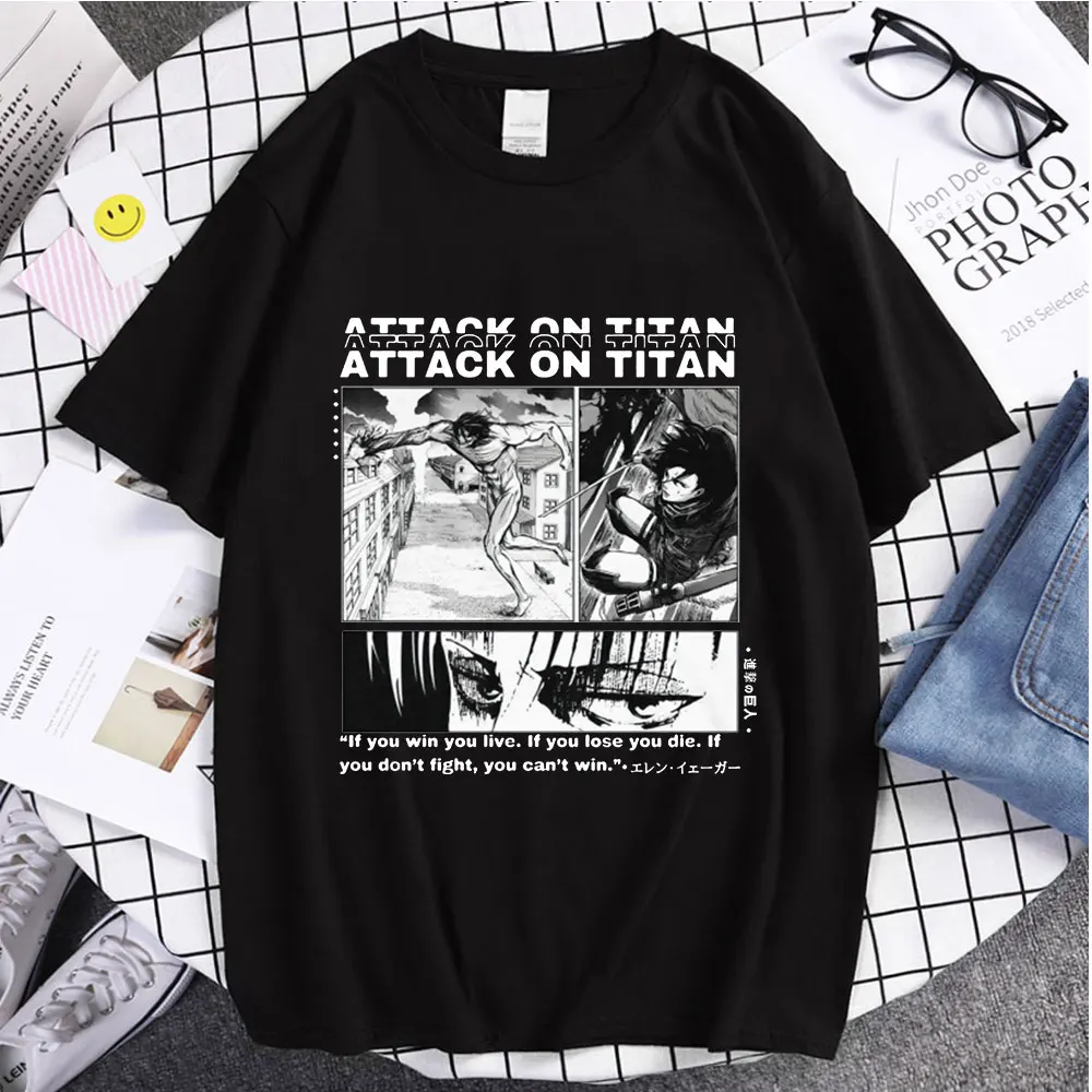 

Лидер продаж 2021, модный брендовый популярный топ с принтом «атака на Титанов» для поездок, летняя хлопковая одежда большого размера, повсед...