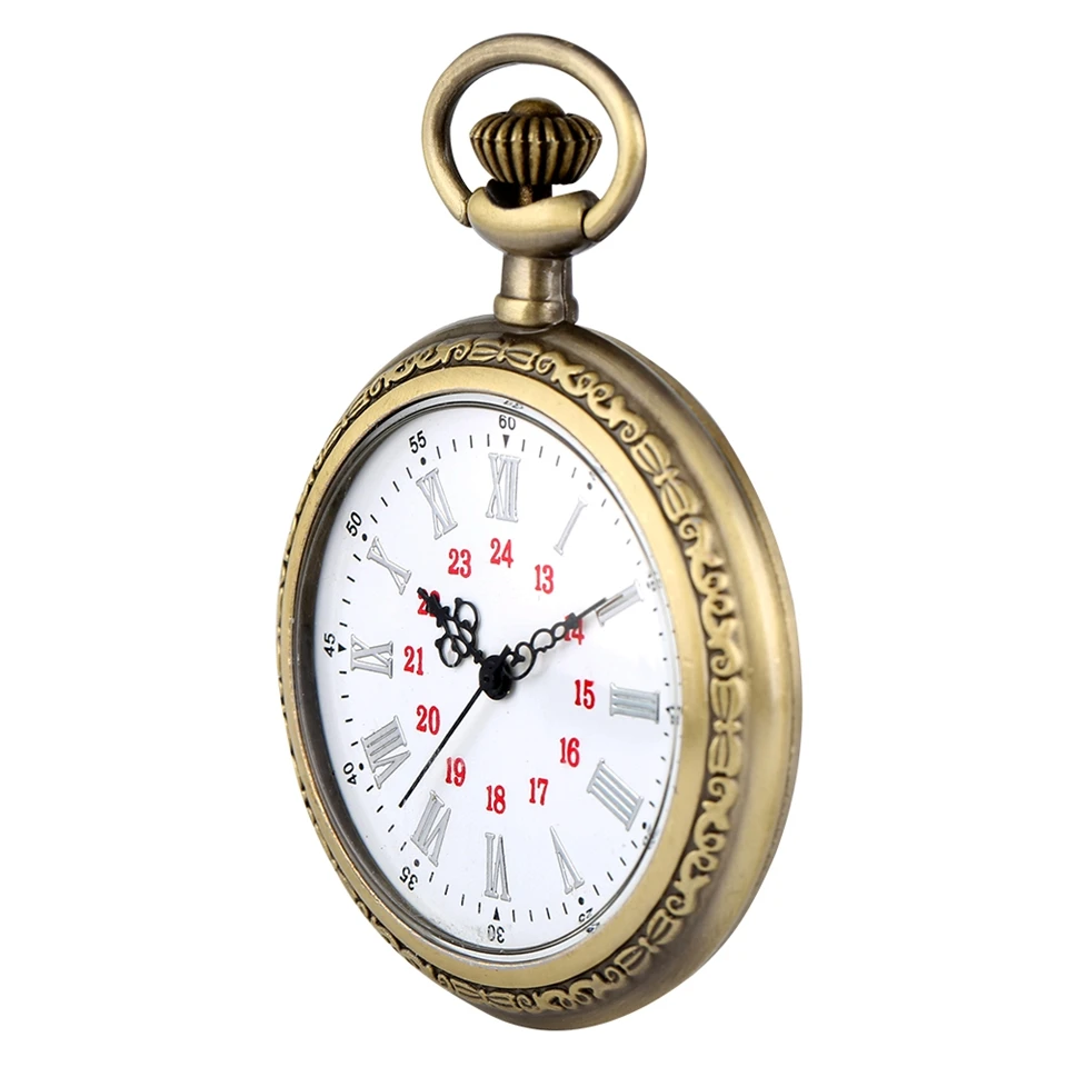 Кварцевые карманные часы унисекс бронзовый чехол с ротанговым циферблатом и