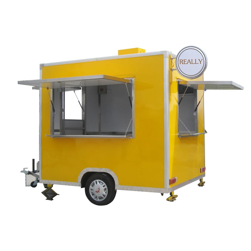 

Square Mobile Food Truck Trailer Food Van Kiosk BBQ Caravan Hot Dog Bubble Tea Coffee Ice Cream Cart Catering Equipment
