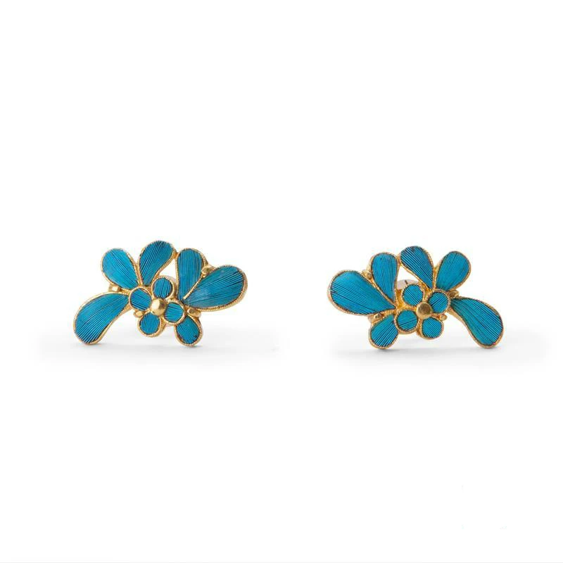 

Original design of Chinese classical palace style plant Earrings unique drop glue enamel porcelain craft minority female jewelry