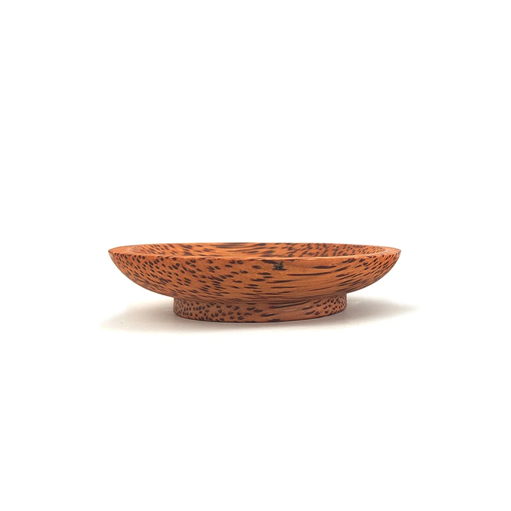 Кокосовая древесина круглая тарелка из цельной древесины поднос для фруктов чая