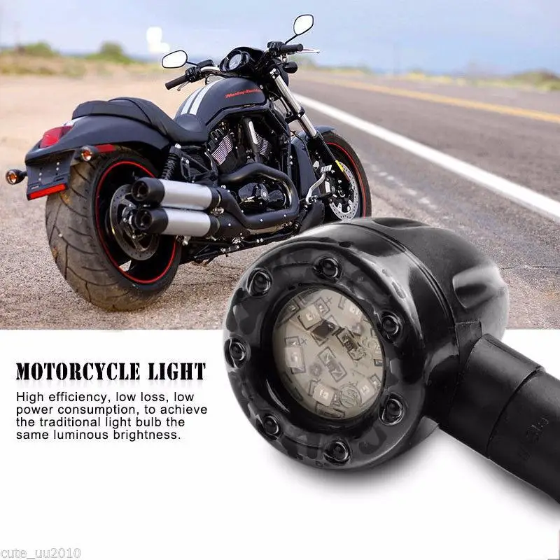 

Universal 2Pcs Motorcycle LED Turn Signal Lights Retro Style 2 Color Indicators Flasher Lamp Brake Rear Running Light