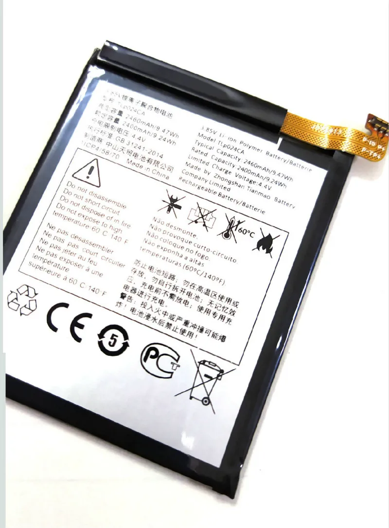 Аккумулятор Westrock TLP024C1, TLP024C2, 2460 мА · ч, для телефона ALCATEL A3, A30, 5046D, 5046G, 5046Y, One Touch Shine Lite