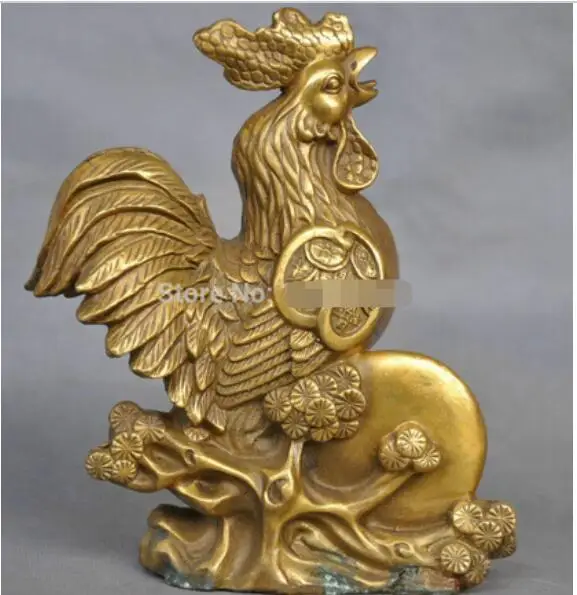 67110248 + 7 &quotКитайский феншуй Зодиак Монета Петух Курица бронзовая статуя|Статуи и