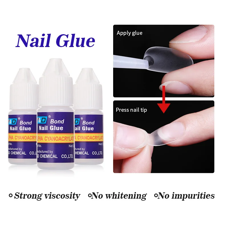 

5/10Pcs/Set 3g Nail Glue Fast-dry Adhesive Acrylic Tips Adhesive Tool Glue with Brush Acrylic DIY Nail Art Decoration