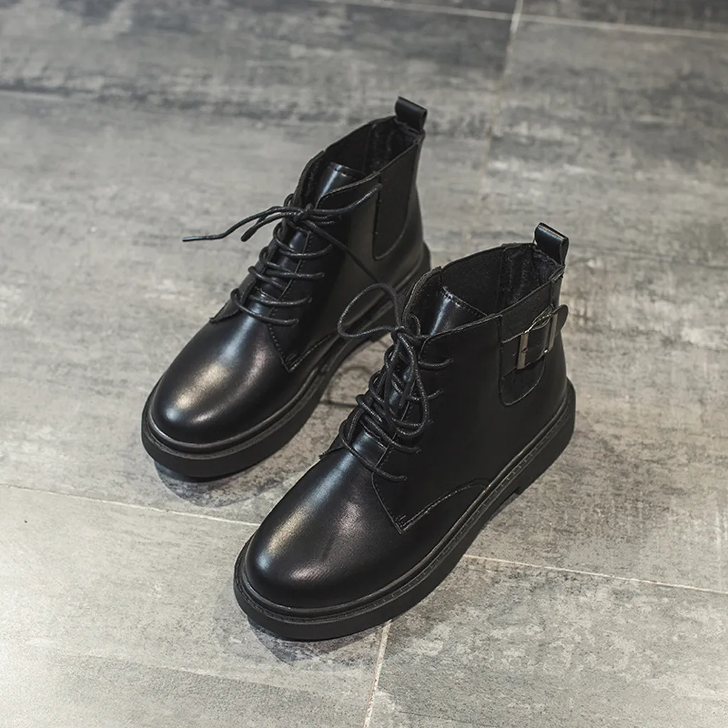 2019 Новое поступление Женские однотонные байкерские полусапожки на плоской