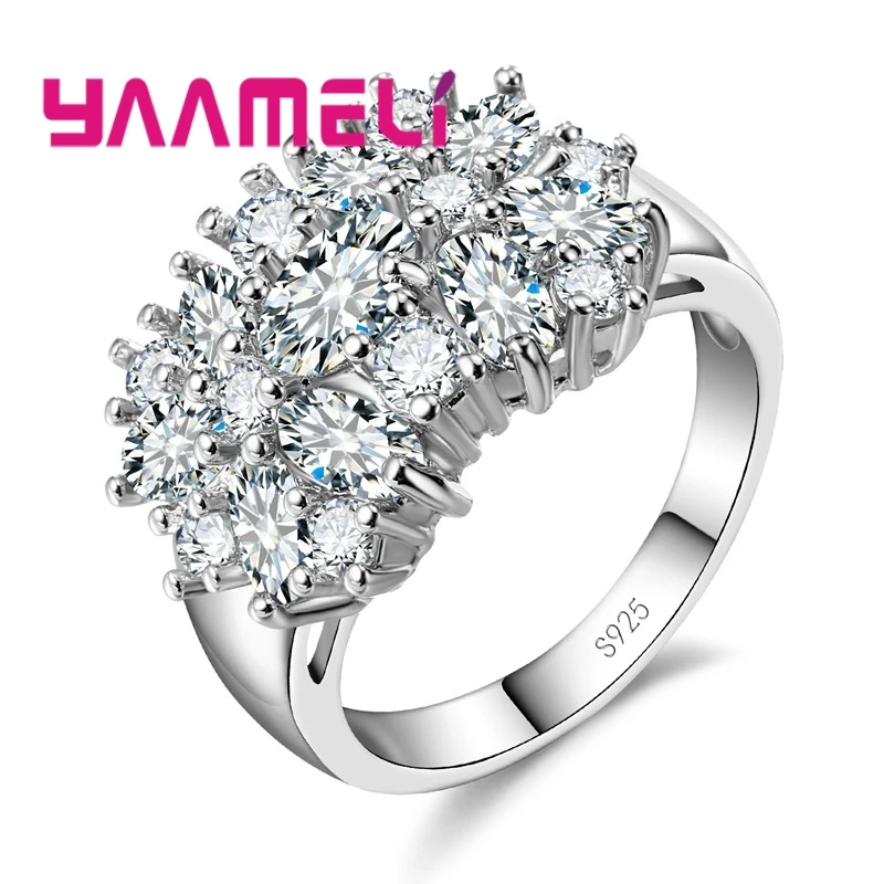 

Statement Punk Wide Band Rings Fine 925 Sterling Silver Oval Egg Cubic Zircon Inlay Paved Flower Charming Jewelry Women Bague