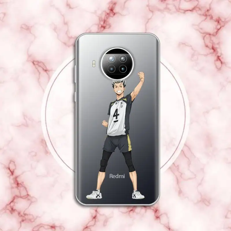 

Haikyuu anime volleyball Bokuto Ktar Phone Case Transparent for Xiaomi Redmi note 10 t 8 9 pro lite 11