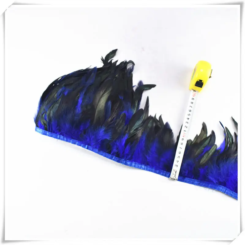 Royal Blue 1 ярд, длинные, высокое качество, Черный петух, отделка, перо, бахрома, окрашенная, с атласной лентой, лента для юбки, перья для рукоделия, вечерние - Цвет: Royal Blue